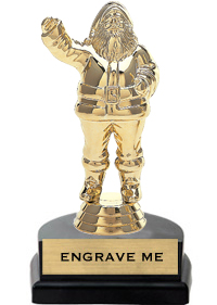 Trophy: Figure on marble tone horseshoe base