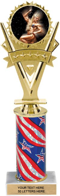10.5 inch Five-Star Victory Color Insert Trophy w/ Column