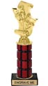 10 inch High Gloss Mahogany Trophy on Black Marble Base