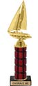 11 inch High Gloss Mahogany Trophy on Black Marble Base