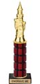 11 inch High Gloss Mahogany Trophy on Black Marble Base