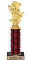 11 inch High Gloss Mahogany Trophy on Black Marble Base