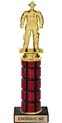 11 inch High Gloss Mahogany Trophy on Black Marble Base