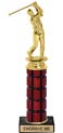 11 inch High Gloss Mahogany Trophy on Black Marble Base