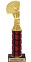 11 inch High Gloss Mahogany Trophy on Black Marble Base