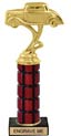 11 inch High Gloss Mahogany Trophy on Black Marble Base