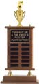 27 inch Walnut Finish Perpetual Trophy with Cup