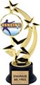 8.5 inch Three-Star Spinning Insert Trophy on Synthetic black base