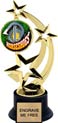 8.5 inch Three-Star Spinning Insert Trophy on Synthetic black base