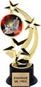 8.5 inch Three-Star Spinning Insert Trophy on Synthetic black base