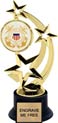8.5 inch Three-Star Spinning Insert Trophy on Synthetic black base