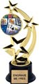 8.5 inch Three-Star Spinning Insert Trophy on Synthetic black base