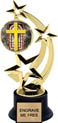 8.5 inch Three-Star Spinning Insert Trophy on Synthetic black base