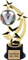 8.5 inch Three-Star Spinning Insert Trophy on Synthetic black base