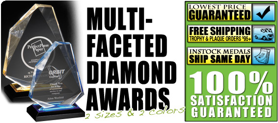 Multi-faceted Diamond Jewel Acrylic Awards