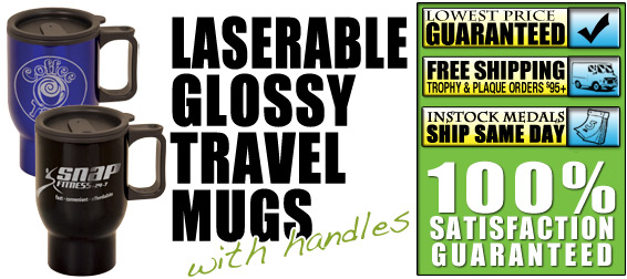 Laserable Glossy Travel Mugs with Handle