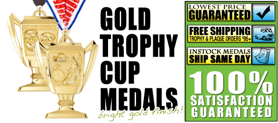 Bright Gold Trophy Cup Medals