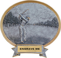 Golf Sport Legend Oval Resin Trophy - Female [8 x 8.5 inch] large