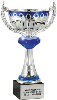 Silver Metal Cup with Sapphire Blue Diamond