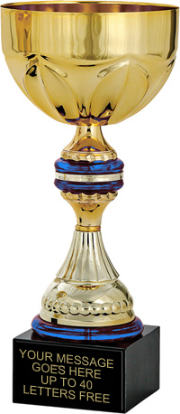 Gold Metal Chalice with Blue Accents