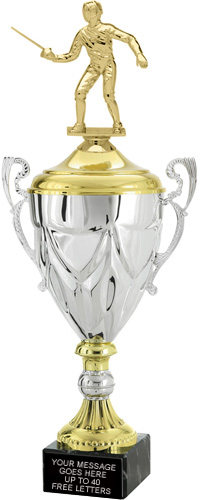 Gold & Silver Metal Cup with Figure on Genuine Marble [19 inch]