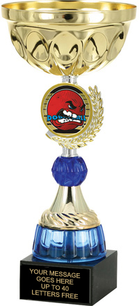 Gold Wreath Framed Metal Insert Riser Cup with Blue Accents [9.5 inch]