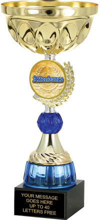 Gold Wreath Framed Metal Insert Riser Cup with Blue Accents [10.75 inch]