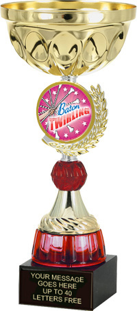 Gold Wreath Framed Metal Insert Riser Cup with Red Accents