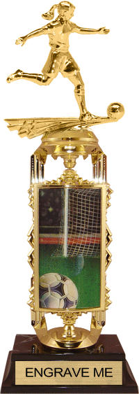 Soccer Lenticular Spinner Riser Trophy - Female [13 inch]