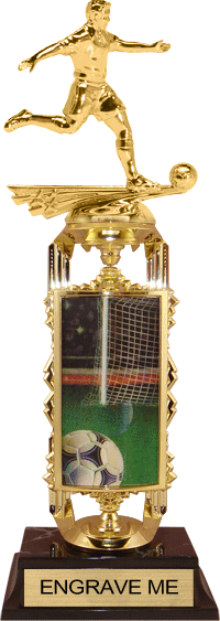 Soccer Lenticular Spinner Riser Trophy - Male [13 inch]