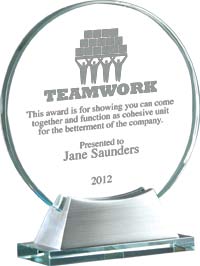 Circle Glass Award on Satin Aluminum Base [6 x 7 inch]