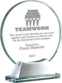 Circle Glass Award on Satin Aluminum Base [8 x9 inch]