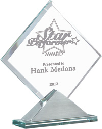 Diamond Glass Award on Satin Aluminum Base [8 x 8.5 inch]
