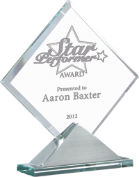 Diamond Glass Award on Satin Aluminum Base [9 x 10 inch]