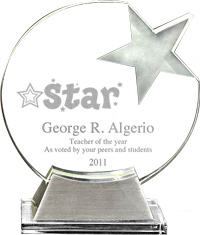 Circle with Star Glass Award on Satin Aluminum Base [8 x9 inch]
