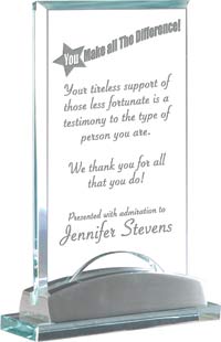 Rectangle Glass Award on Satin Aluminum Base [4.25 x 8.25 inch]