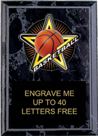 Basketball Color Star Plaque [4 x 6 inch]