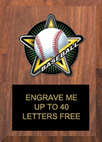 Baseball Color Star Plaque [4 x 6 inch]