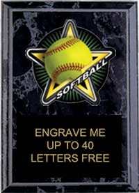 Softball Color Star Plaque [4 x 6 inch]