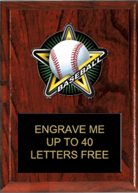 Baseball Color Star Plaque [5 x 7 inch]