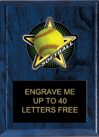 Softball Color Star Plaque [5 x 7 inch]