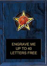 Basketball Color Star Plaque [6 x 8 inch]
