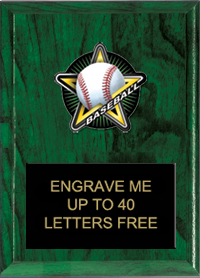 Baseball Color Star Plaque [6 x 8 inch]