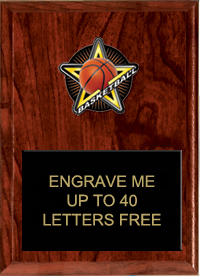 Basketball Color Star Plaque [7 x 9 inch]