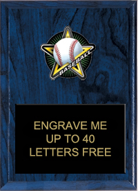 Baseball Color Star Plaque [7 x 9 inch]