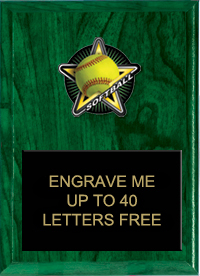 Softball Color Star Plaque [7 x 9 inch]