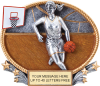 Basketball 3D Full Color Oval Resin Trophy- Female [7 x 5.5 inch]