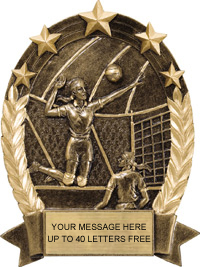 Volleyball Gold Star Resin Trophy - Female [6.25 inch]