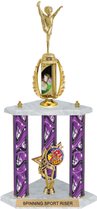 Cheer Spinning Sport Riser 3-Post Trophy [22 inch]