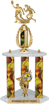 Softball Spinning Sport Riser 3-Post Trophy [22 inch]